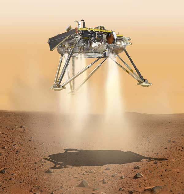  InSight lander about to land on the surface of Mars